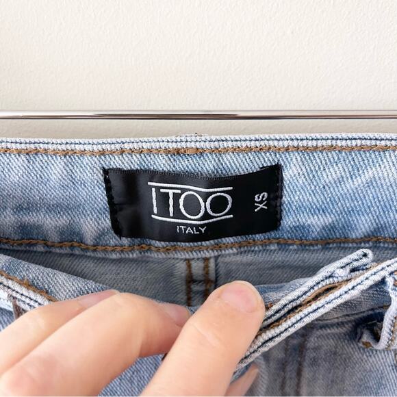 IToo Fashion Maxi Denim Skirt A-line Patchwork Design Women’s size XS Light Blue - Picture 5 of 9